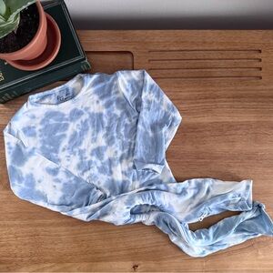 Lemon & Loom Bamboo Zipper Romper 12-18M Blue Tie Dye Baby Pajamas